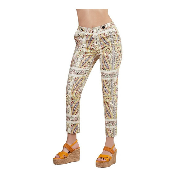 Pantalón Estampado De Mujer Color Amarillo 984-91