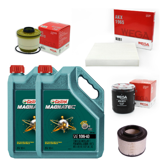 Kit 4 Filtros + 8l Aceite Castrol 10w40 Hilux Srv 3.0 2.5tdi