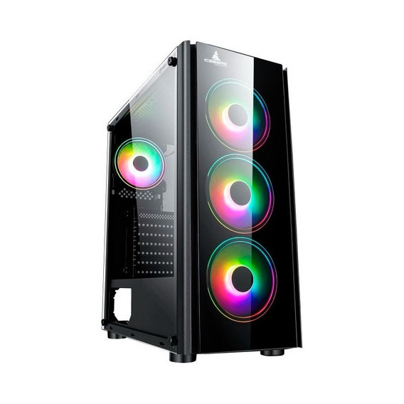 Caja Gabinete Iceberg Crystal G9 Atx - 4 Ventiladores Rgb Color Negro