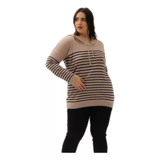 Sweater  Rayado Talle Plus Size Oversize Bremer Capucha