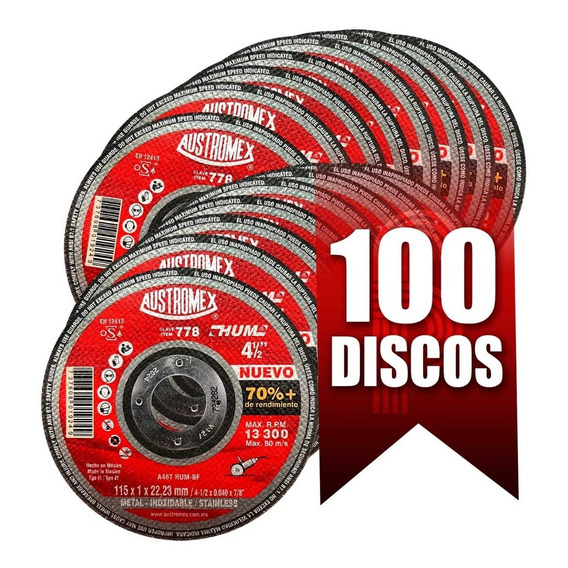 Discos De Corte  Austromex 778 Para Metal 4-1/2 PuLG 100 Pzs