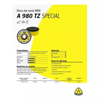 10 Disco Corte Ultrafino 0.8mm A 980 Tz 115x0.8mm Klingspor