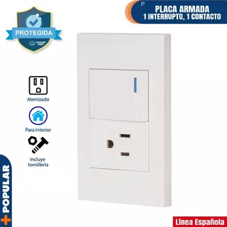 Placa Interruptor Y Contacto Linea Española Volteck 45591 Color Blanco
