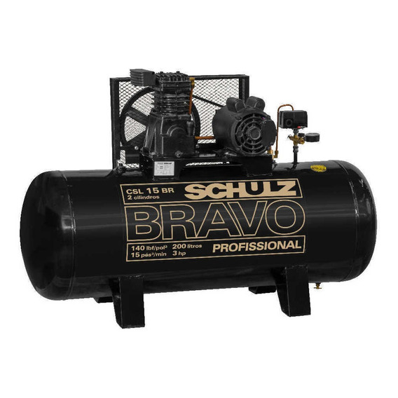 Compresor de aire eléctrico Schulz Bravo CSL 15 BR/200 trifásico 183L 3hp 380V 50Hz negro