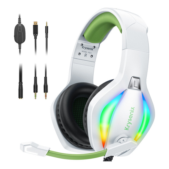 Krysenix PG1  Auriculares Blanco Para Juegos Con Cancelación De Ruido Stereo Gaming Headset Se puede usar para pc, ps5, ps4, Xbox