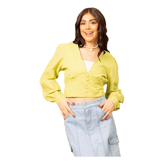 Blusa Crop Top Dama Casual Manga Corta Color Metálico Bonito