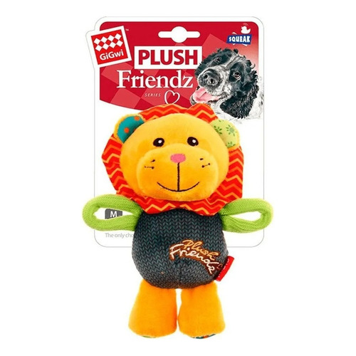 Juguete Peluche Gigwi Plush Friendz León Con Sonido Perros Color Naranja