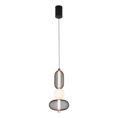 Colgante Led Metal Y Vidrio Negro Y Oro Wire-co-3 Gmg 
