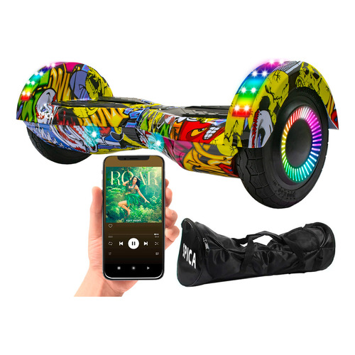 Patineta Scooter Electrica Hoverboard Spica S-90 Luz Rgb Bt Amarillo