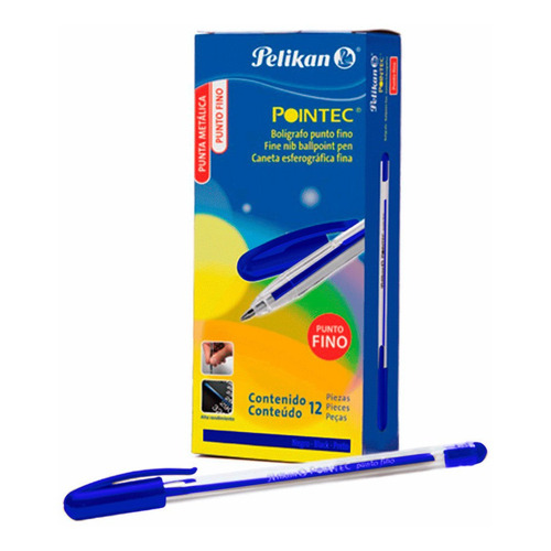 Boligrafo Pelikan Pointec Azul 0.7 Mm C/12 /vc Color del exterior Transparente
