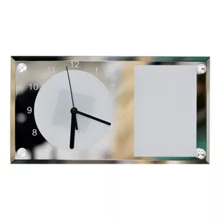 Reloj De Vidrio Rectangular Con Espejo 30x16 Cm Sublimable