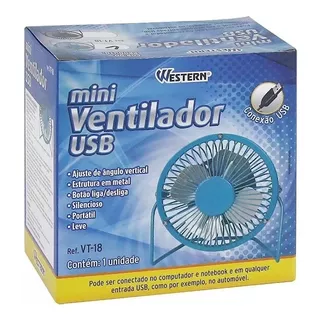 Mini Ventilador De Mesa Usb Western Azul Calor Abafado Cor Das Pás Prata Diâmetro 149 Cm Material Das Pás Alumínio Quantidade De Pás 4 0