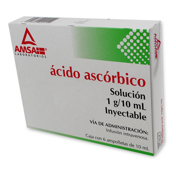 Ácido Ascórbico 1 Gr Solución Inyectable 6 Ampolletas 10 Ml