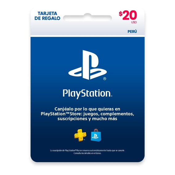 Tarjeta Psn Play Store $ 20 Cuenta Peruana