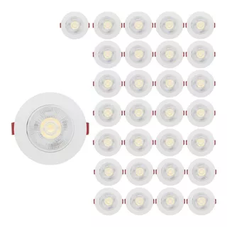 Kit 30 Spot Led Smd 5w Dicróica Direcionável Redondo Quente