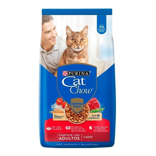 Alimento Cat Chow Defense Plus Multiproteína para gato adulto sabor carne en bolsa de 3 kg