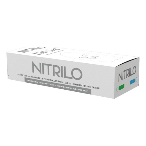 Guantes descartables antideslizantes UniSeal 3.5 grs color blanco talle M de nitrilo x 100 unidades