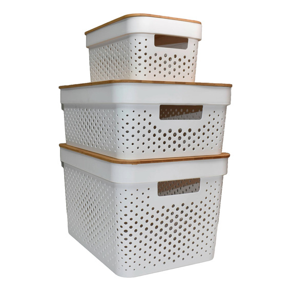 Cajas Organizadoras Plasticas Canastos Multiuso Set 3 Piezas