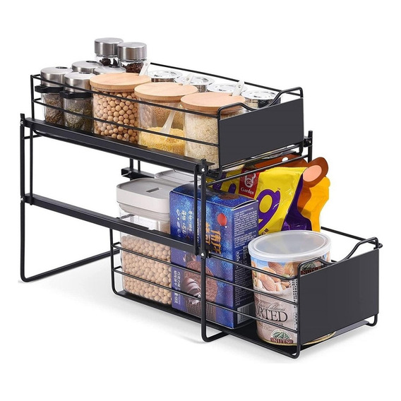 Organizador Estante Multiuso Casatua Lavaplatos Cocina Baño Color Negro