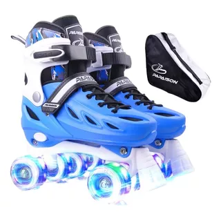  Patines 4 Ruedas Quad Artistico Luz Led Con Bolso Tarjetas