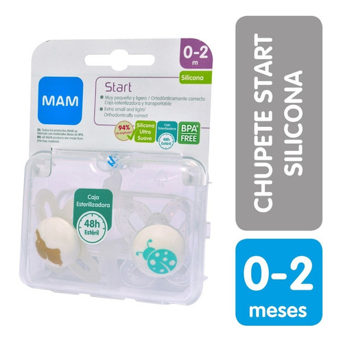 Mam Chupete Start Latex Natural 0 A 2 Meses 2 Unidades