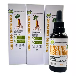 Ginseng Siberiano Eleuterococo. Combo Pack De 3 Uds. 180ml