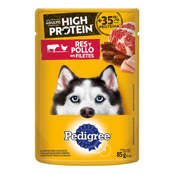 Pack X24 Sobres Pedigree High Protein Adulto De Res Y Pollo 