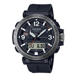 Reloj Casio Pro Trek Prw6611y-1 Para Hombre Time Square Color de la correa Negro Color del bisel Plateado Color del fondo Negro