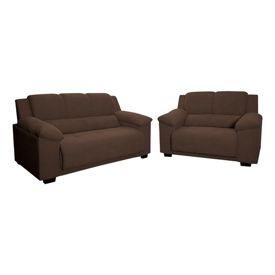 Juego De Living Sillon Sofa 2 Y 3 Cuerpos Tela Color Marrón Diseño De La Tela Liso