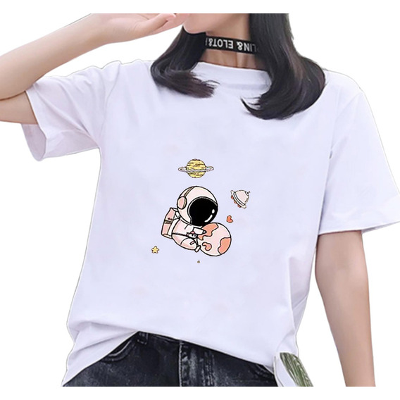 Playera Mujer Camiseta  Manga Corta Ropa Planeta Estampado