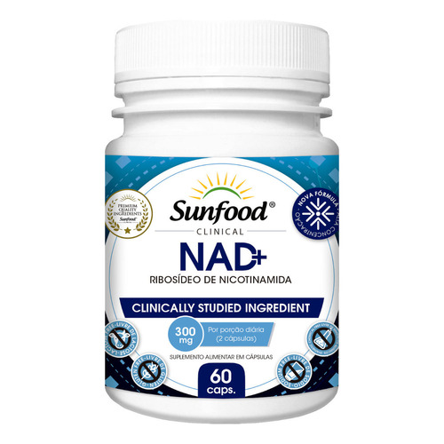 Suplemento en cápsula de ribósido de nicotinamida Sunfood, 300 mg, sabor sin sabor