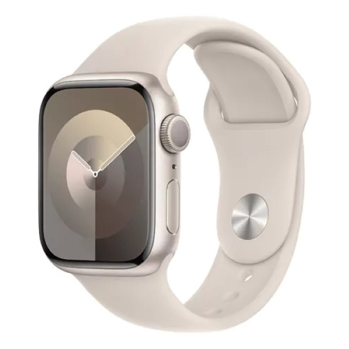 Apple Watch Series 9 GPS + Celular • Caja de aluminio blanco estelar de 45 mm • Correa deportiva blanco estelar - S/M - Distribuidor Autorizado