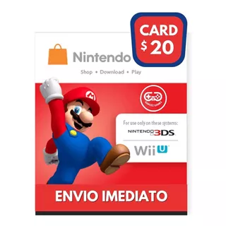 Cartão Nintendo 3ds Wii U Switch Eshop Ecash $20 Dolares Usa