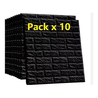 Revestimiento Pared Adhesivo Piedra Negro Pack X 10 Placas