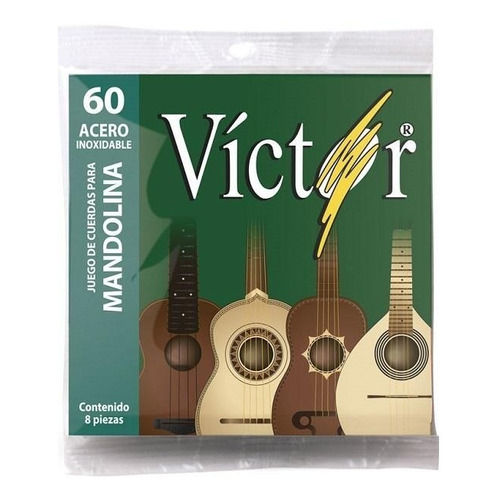 Victor 2500189 Set Juego Cuerdas Mandolina Cobre Plateado