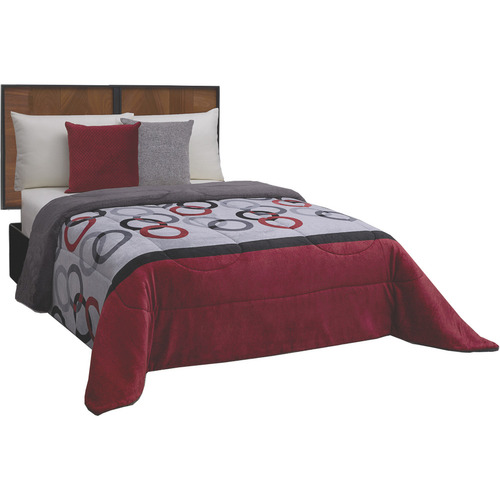 Cobertor Con Borrega  King Size Rojo Térmico Oporto Diseño de la tela Geométrico