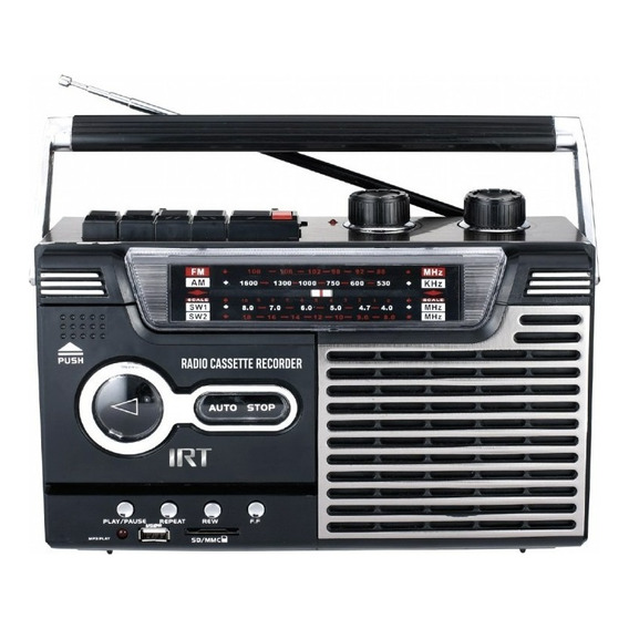 Radio Cassette Irt Bluetooth/fm/usb/sd/vintage Color Negro