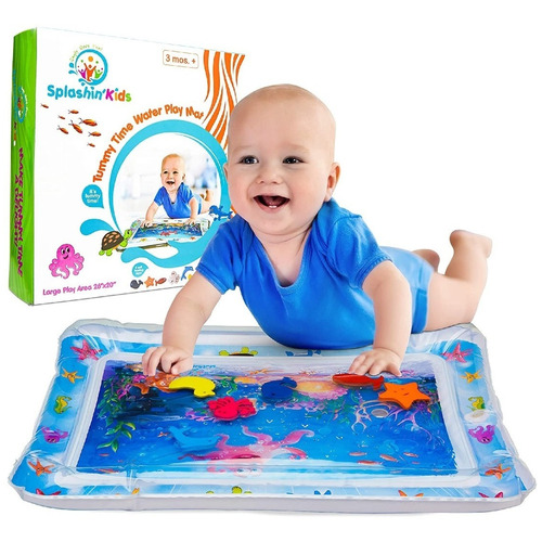 Tapete Colchoneta De Agua Inflable Bebes Estimulación Niños Color Azul