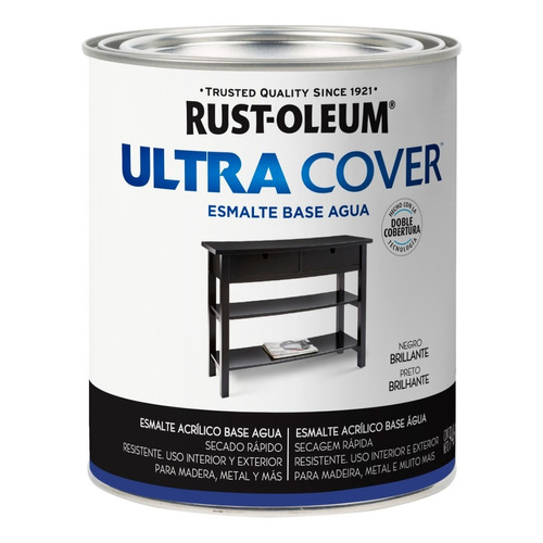 Esmalte Al Agua Ultra Cover Brochable 0,946 Litro Rust Oleum Color Negro brillante