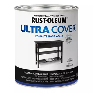 Esmalte Al Agua Ultra Cover Brochable 0,946 Litro Rust Oleum Color Negro Brillante