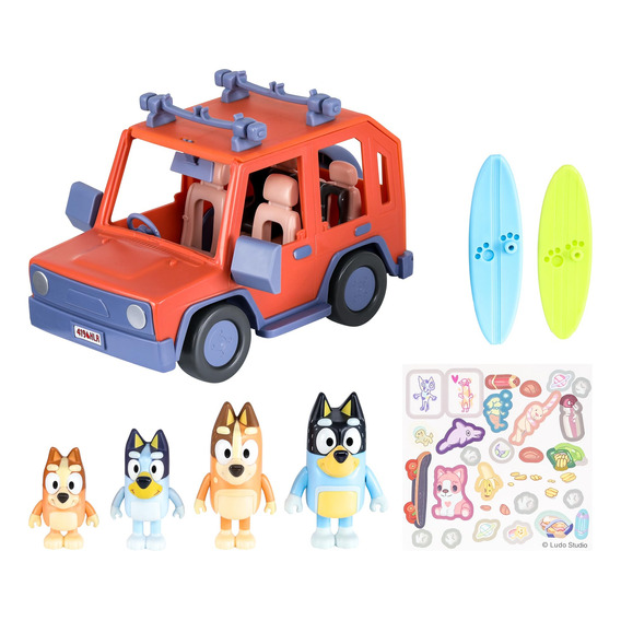 Vehículo 4×4 Toy Bluey Heeler Family Con 4 Figuras Y Accesor