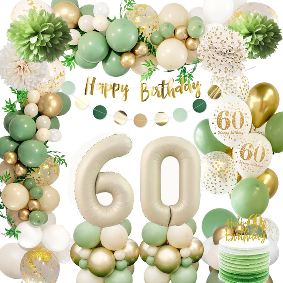 Globos Para Decoración De Cumpleaños 60 Verdes