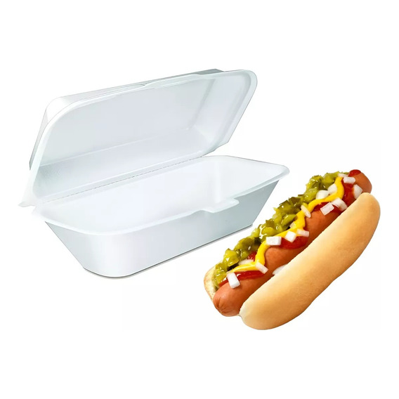 Pack 50und Bandejas De Plumavit Porta Completo Envase Comida Bandeja Plumavit Bandejas Hot Dog Canoa Para Completos Desechables Pasteleriacl