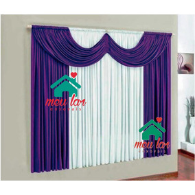 Cortina Paris 2,00x1,70m Lilás E Branco #32