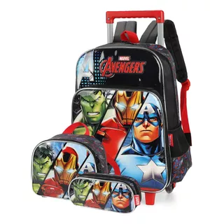 Kit Mochila Vingadores Avengers Premium + Estojo + Lancheira