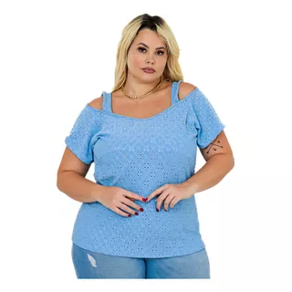 Blusa Lesie Plus Size Com Forro Manga Curta Roupa Feminina