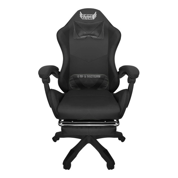 Silla De Escritorio Gameteche Gamer Ergonómica Negra Con Tapizado De Cuero Sintético