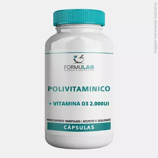 Polivitamínico + Biotina 5mg + Vit. D3 2000ui - 60 Cápsulas