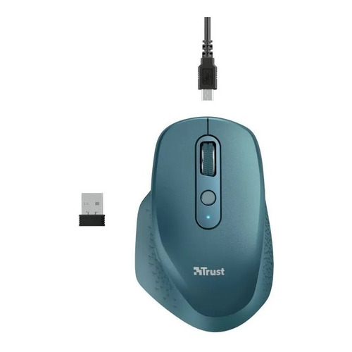 Mouse Trust Ozaa Wireless Recargable Pc Notebook Ergonómico Color Blue