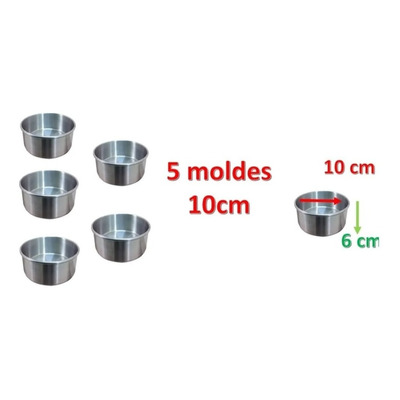 Molde Redondo De 10 Cm Con 5 Pzas Para Pastel #10 De Alumnio